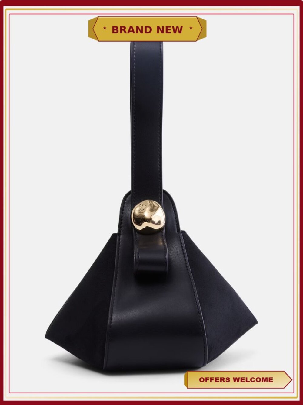 Scenario Womens Mini Handbag Faux Suede Trim Gold-Tone Hardware Wristlet